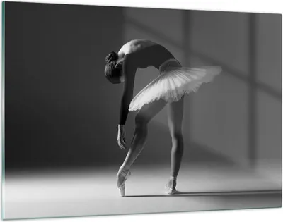 Produktbild von Bilder auf glas - Einteilig - Ballerina Figur Schwarz und Weiß - 120x80cm - Glasbilder - Wandbilder - Bilder - Wanddekoration aus Glas - Glas Bilder - Wandbild auf Glas - GAA120x80-4400