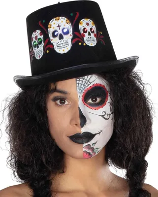 Produktbild von Zylinder La Catrina LED Día de los Muertos Hut Halloween Karneval Kostüm Zubehör