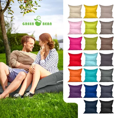 Produktbild von Green Bean Sitzsack "Square" XXL 140x180cm mit 380 Liter EPS Perlen - Riesensitzsack für Kinder & Erwachsene - Grau
