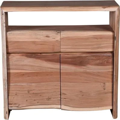 Produktbild von SIT Möbel Kommode | 2 Türen, 2 Schubladen, 1 offenes Fach | Akazie mit Baumkante natur | B 90x T 40 x H 90cm | 13010-01 | Serie ALBERA