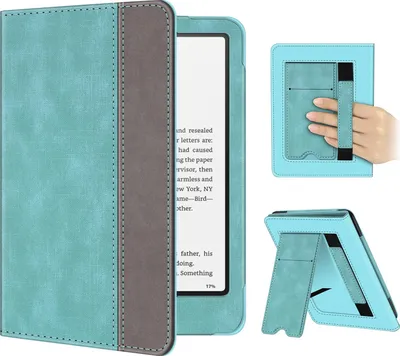 Produktbild von Fintie Hülle für 7" Kindle Paperwhite(12. Generation) - 2024 und Kindle Colorsoft Signature Edition (1. Generation), Kickstand Schutzhülle mit Handschlaufe und Auto Sleep/Wake Funktion, Türkis