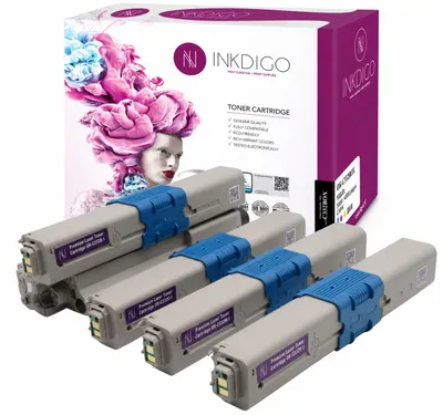 Produktbild von Inkdigo Tonerset 46508712 für OKI C332DN, C332DNw, MC363DNW, MC363N – CMYK,, KI-generiertes Bild