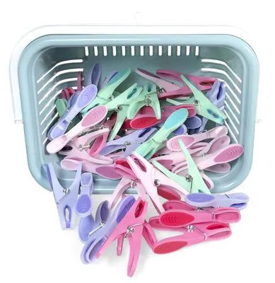 Imagen del producto de Pinzas para Ropa con Cesta Pack 48 COM-FORT HOUSE