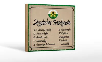 Produktbild von Holzschild Spruch 18x12cm säggsisches Grundgesetz lustig