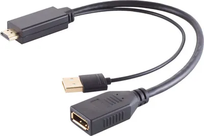 Produktbild von HDMI Stecker auf DisplayPort Buchse Konverter, aktiv, 4K 30 Hz, schwarz, 30 cm