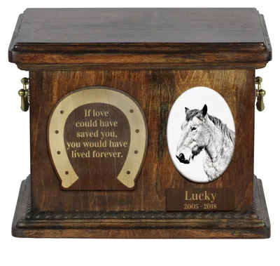 Produktbild von Ardenner Pferd - Eine Urne für die Asche eines Pferdes, eine Urne für ein Pferd mit Foto, personalisierte Tierasche-Box von Art-Dog.