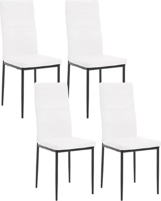 Produktbild von WOLTU 4 x Esszimmerstühle, mit Rückenlehne Metallbeinen, Kunstleder, Weiß