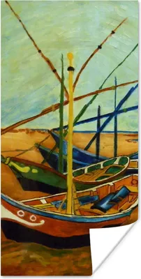 Produktbild von MuchoWow® Poster Fischerboote am Strand - Vincent van Gogh 60x120 cm - Wandschmuck
