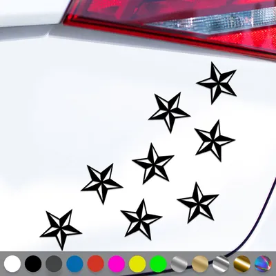 Produktbild von PantherPixel Nautischer Stern Aufkleber Seefahrt Kompass Set Sticker Auto Geschenkidee Farbe Schwarz