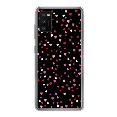 Produktbild von MuchoWow® Handyhülle Schutzhülle Hülle für Samsung Galaxy A41 Eine Illustration mit Herzen auf einem schwarzen Hintergrund Silikon Softcase Handy Hülle - Mobiltelefon