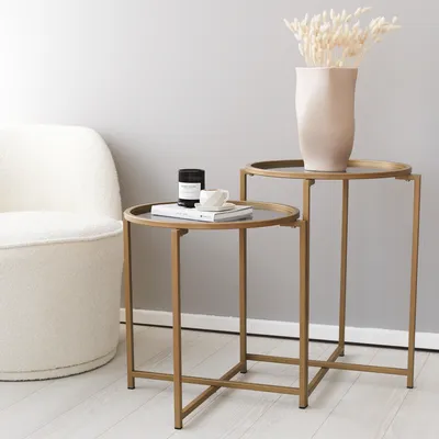Produktbild von Skye Decor, S407K - Gold, Couchtisch, Gold, 100 % gehärtetes Glas, 50 x 50 x 50 cm