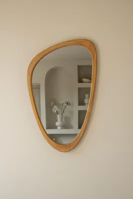Zdjęcie produktu dla Lustro ścienne w organicznym kształcie, wykonane z drewna, 80 cm