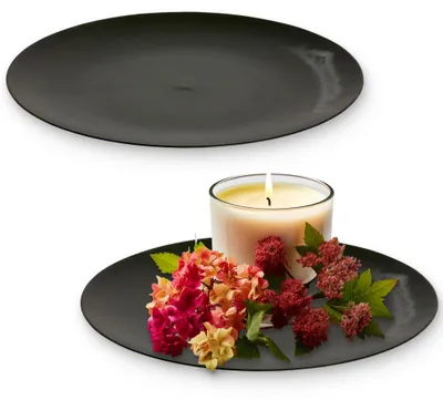 Image de Assiettes décoratives 33 cm set de 2 en noir pour l'intérieur & l'extérieur