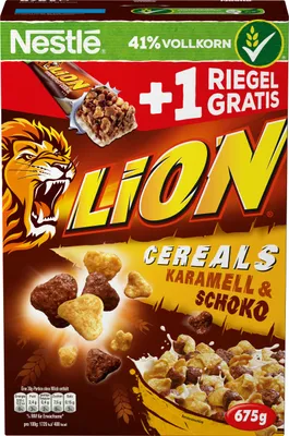 Produktbild von Nestlé Lion Cereals, Karamell, Schoko & Vollkorn (675 g)
