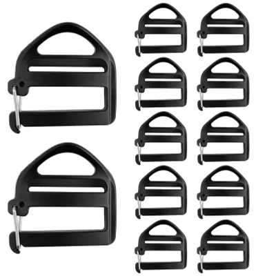 12 Rucksack-Schnallen, 25 mm, verstellbar, Schwarz