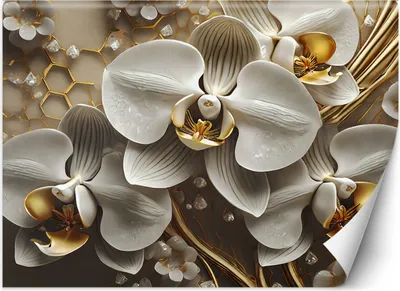 Produktbild von Vlies fototapete Goldene Orchidee 200x140 cm Feeby Gold inkl. Kleber einfache Montage