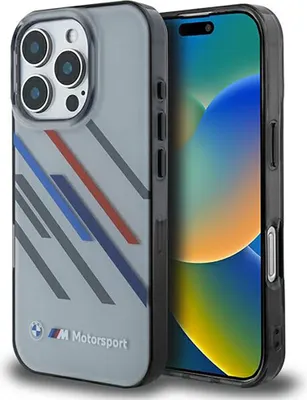 Zdjęcie produktu dla BMW BMHCP16L23HTRAG iPhone 16 Pro 6.3   szary/grey hardcase Motorsport IML Random Stripes