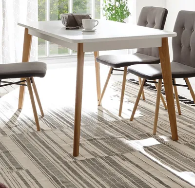Produktbild von Esstisch "Helge" in weiß und Eiche Riviera Küchentisch ausziehbar 140/180 x 80 cm