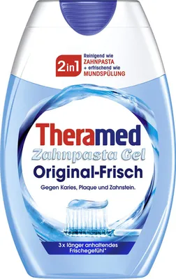 Produktbild von Theramed 2in1 Original Zahnpasta Gel Rundumschhut 75ml 3er Pack
