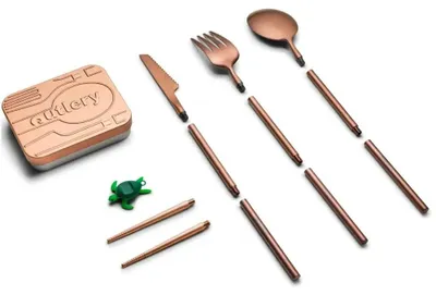 Produktbild von Outlery Reisebesteck-Set Edelstahl mit Aufbewahrungsdose - Rosegold