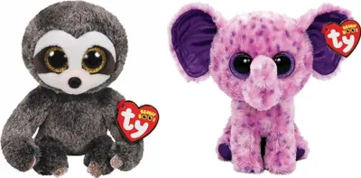 Produktbild von Ty - Stofftiere - Beanie Boo's - Dangler Sloth & Eva Elephant