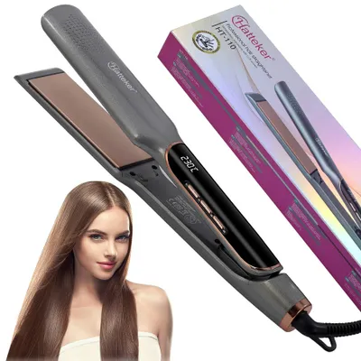 Produktbild von Hatteker  Haarglätter mit Keramikbeschichtung, 100–230 °C, LED-Anzeige, Ionen-Technologie, breite Heizplatten（Gold）