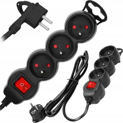 Zdjęcie produktu dla CB Elektro Przedłużacz  3xgniazdo ,1,4 m, 3x1 mm2, z wyłącznikiem  czarny