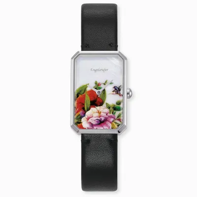 Produktbild von ENGELSRUFER ERWA-FLOWER1-LBK1-RS Damen-Armbanduhr, Edelstahl-Gehäuse, Leder-Armband