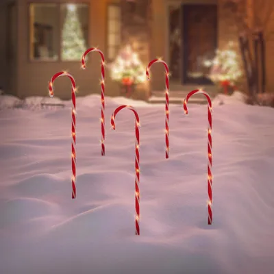 Produktbild von Koopman Zuckerstangen 5er Set mit 40 Warmweißen LEDs, 73cm, H14xB9xL76 cm, AXF204310