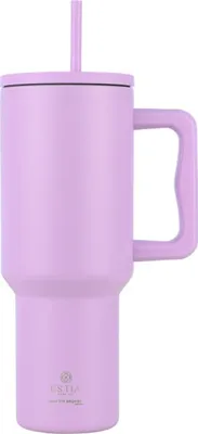 Produktbild von ESTIA | Kaffeebecher - Isolierbecher - 1200 ml - Becher mit Strohhalm - lila - Thermobecher - aus Edelstahl