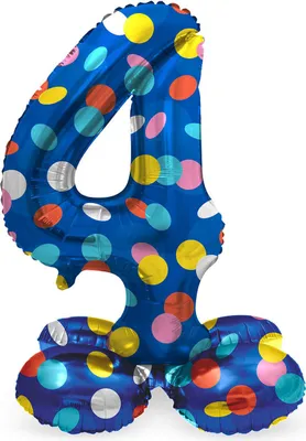 Image de Chiffre 4 debout Ballon pluie de confettis 72cm