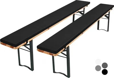 Produktbild von Bierbankkissen Set - Gepolstert - 2 Stück - Wasserabweisend - Weiß - 220 x 25 x 3 cm