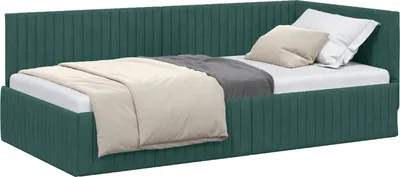 Obrázek produktu pro vidaXL Rohový rám postele s čelem tmavě zelený 100 cm x 200 cm sametový