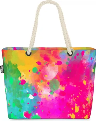 Produktbild von VOID Farbexplosion Muster Strandtasche Shopper 58x38x16cm 23L XXL Einkaufstasche Tasche Reisetasche Beach Bag