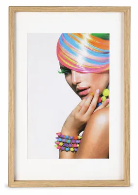 Produktbild von 3D Objektrahmen Bilderrahmen mit Passepartout & gehärtetem Glas Holz MDF Rahmen Foto Poster - Farbe: Natur | Format: 40x60