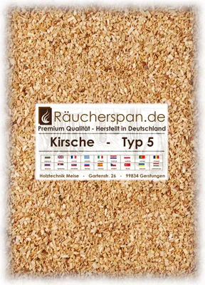 Produktbild von Räucherraspel von räucherspan.de - jetzt auch bei Kaufland - für Borniak Öfen - Kirsche Typ 5, 2kg