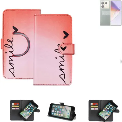 Produktbild von K-S-Trade Schutzhülle Handyhülle kompatibel mit Infinix Note 40 Pro+ 5G Hülle cover bookstyle Etui ''smile'' rot Standfunktion Kameraschutz (1Stk)
