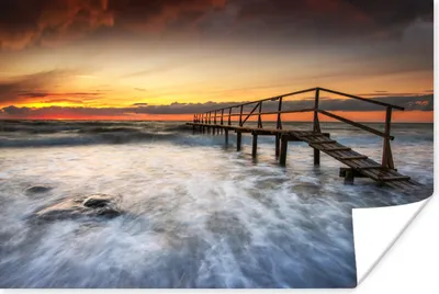 Produktbild von MuchoWow® Poster Pier - Sonnenuntergang - Wasser 30x20 cm - Plakate - Print