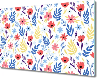 Produktbild von Glas-Herdabdeckplatte Glaskeramikkochfeld-Abdeckung Spritzschutz - 80x52 cm - Bunte Wiesenblumen