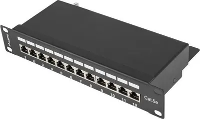 Produktbild von Lanberg PPF5-9012-B, RJ-45, Cat5, Cat5e, Schwarz, Metall, Rackeinbau, 1U