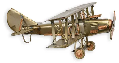 Produktbild von Blechmodell Doppeldecker Flugzeug Replikat Retro Design Dekoration