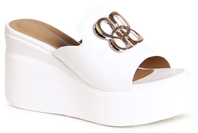 Produktbild von topschuhe24 2798 Damen Keilabsatz Sandaletten XXL Plateau Sandalen, Farbe:Weiß, Größe:36 EU
