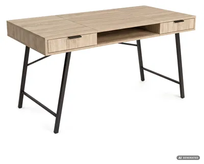Immagine prodotto di Scrivania industriale per computer Rovere Sonoma ARDEN 120 cm 2 cassetti 1 ripiano gambe nere