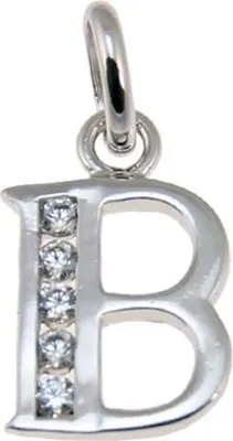 Produktbild von 925 Sterling Silber Einhänger Ketten Anhänger Buchstabe mit Zirkonia B 5123