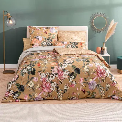 Produktbild von Estella Mako-Satin Bettwäsche Fiore messing 135x200 cm + 80x80 cm + 40x80 cm