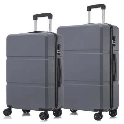 Produktbild von Suitcase Set, Rollkoffer Handgepäck, Kofferset, mit 4 Rollen 360°, Hartschalenreise Zahlenschloss, Weicher Gummigriff (2er Set, L&XL, Grau)