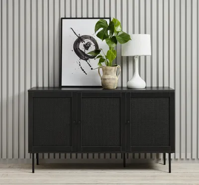 Image de Sideboard >PENSACOLA< (B/H/T: 140x80x40 cm) in schwarz - 140x80x40 (BxHxT)