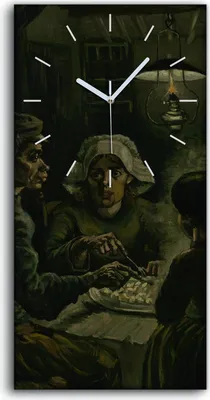 Produktbild von Dekor Leinwand Uhr Wandbilder Geräuschlos Kunstdruck 30x60 Die Kartoffelesser - weiße Hände
