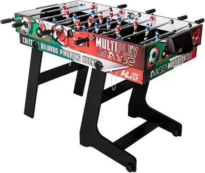Imagen del producto de Mesa plegable multifunción que incluye futbolín, mesa de billar, mesa de tenis de mesa y air hockey, adecuada para adultos y niños, ideal como regalo perfecto
