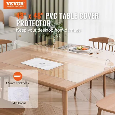 Immagine prodotto di Protezione per tavolo in PVC 48x48 pollici Protezione per scrivania in plastica trasparente Spessore 1,5 mm